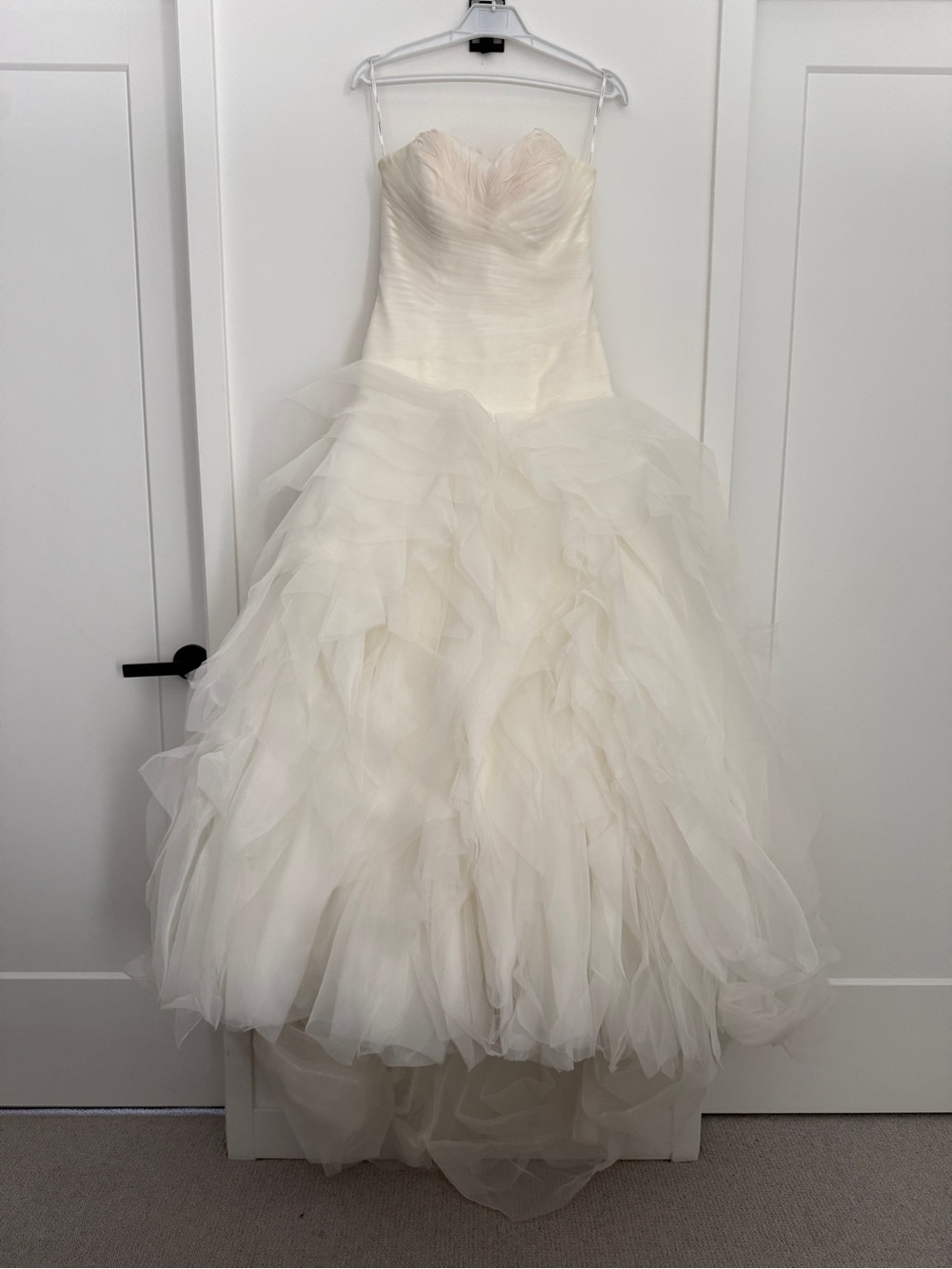 Pronovias Strapless Ruffle Tulle Bridal Gown - Ivory